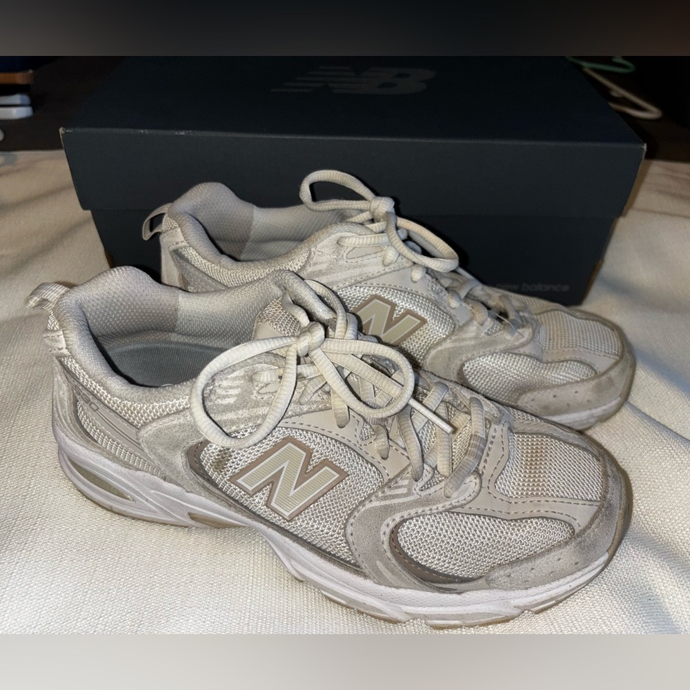 New Balance 530 Beige and White Running Shoes